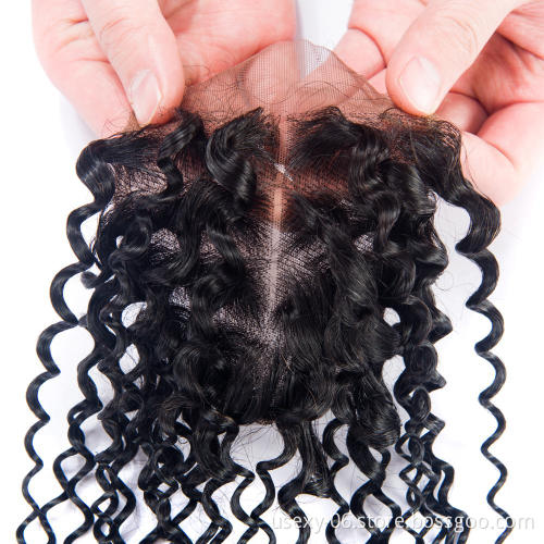 Wholesales Hot Selling  Remy 100% Human Hair Closure Brazilian Virgin Hair Curly Wave 4*4 Closure